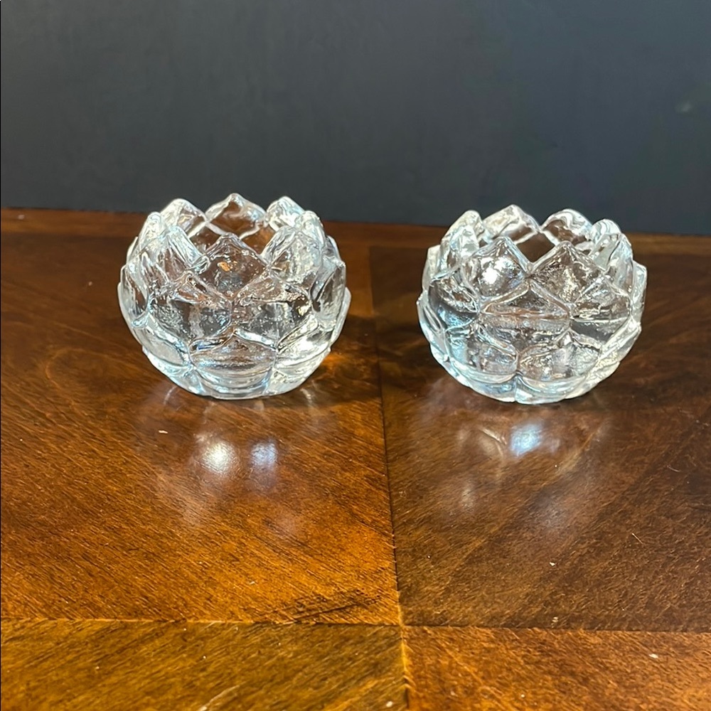 Kosta Boda Artichoke Vintage Crystal Glass Tealight Holders